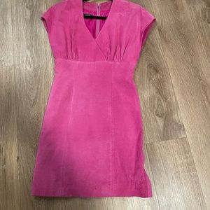 Hot pink vintage Danier suede dress